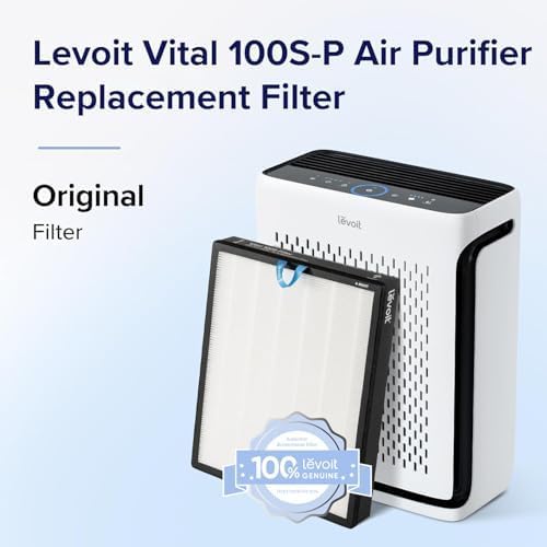 LEVOIT Vital 100S-P Replacement Filter, Genuine Air Purifier Filters, Supports HEPA Sleep Mode, High-Efficiency Activated Carbon for Removal of Smoke, Odor, Allergens, Pollen, Vital 100S-RF, 1 Pack