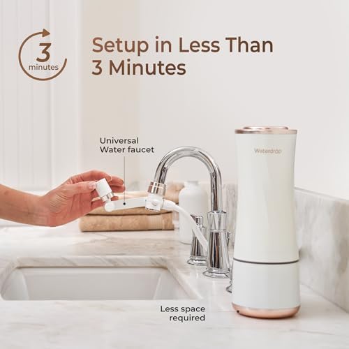 Waterdrop BFC1 Skincare Filter, Bathroom Sink Filter Water Faucet for Skin, Countertop Water Filter, SGS Certified, Reduce 99% Chlorine, Nanoscale Deep Clean, Hydrate Deeply