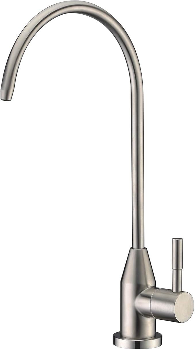 Drinking Water Faucet, Lead-Free Water Filter Faucet RO Stainless Steel Brushed Nickel Reverse Osmosis Faucet for Under Sink Water Filter System