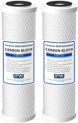 IPW Industries | 2 CC-10-CA Carbon Block Reverse Osmosis Water Filter & CCI-10CLW Filter Canister 1/4" NPT for Water Pur Company - Water Filter Cartridge