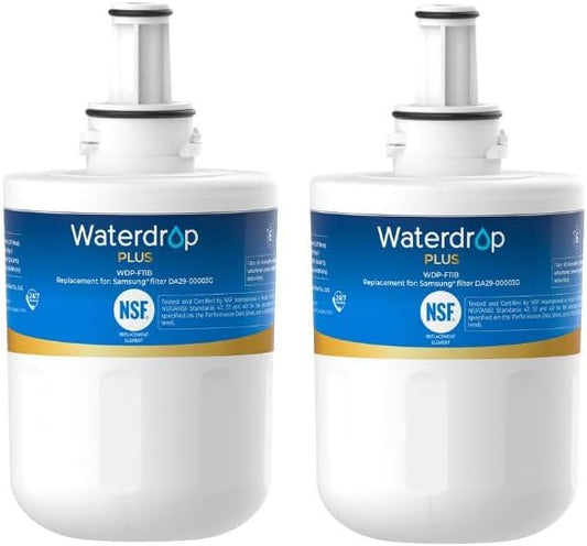 Waterdrop Plus DA29-00003G NSF 401&53&42 Certified Refrigerator Water Filter, Replacement for Samsung DA29-00003G, DA29-00003B, DA29-00003A, Aqua-Pure Plus, HAFCU1, 2 Filters (Package May Vary)