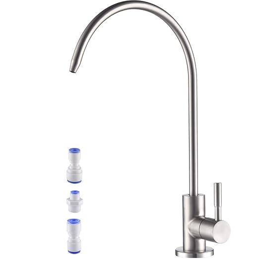 Brushed Nickel Drinking Water Purifier Faucet,Filtered Water Faucet for Kitchen, Sus304 Stainless Steel Beverage Faucet for Under Sink Water Reverse Osmosis Filter System with 1/2" 1/4" 3/8" Tube