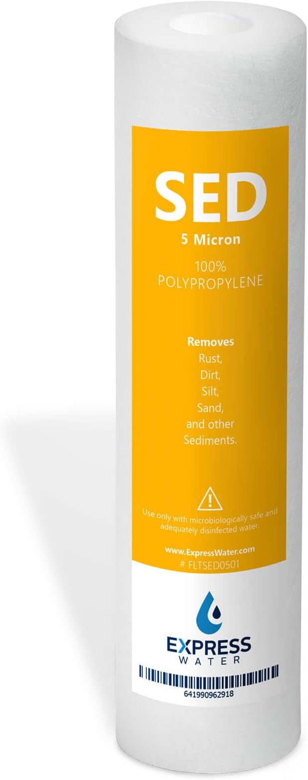 Express Water – 1 Pack Sediment Water Filter Replacement – 5 Micron, High Capacity – 10 inch – Under Sink and Reverse Osmosis System Filters (Model: FLTSED0501)
