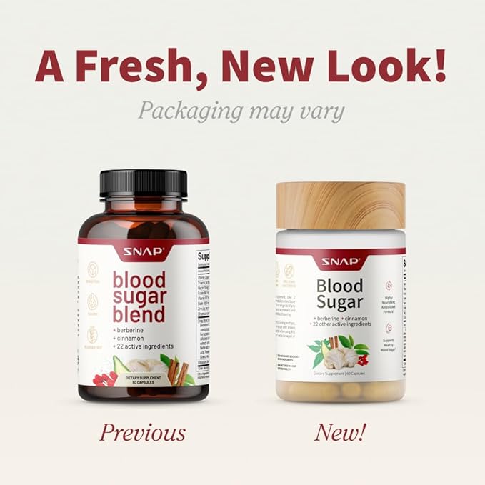 Snap Supplements Blood Sugar Blend, CoQ10, Cinnamon, Alpha Lipoic Acid and Gymnema, Sugar Free, 60 Capsules, 2 Pack