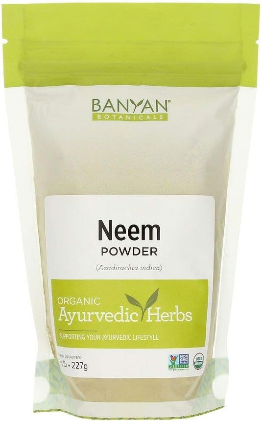 Banyan Botanicals Neem Powder - Organic Azadirachta Indica - Purifying Ayurvedic Herb for Healthy Skin & Blood* – 1/2 lb. – Fair for Life Sustainably Sourced Non-GMO Vegan