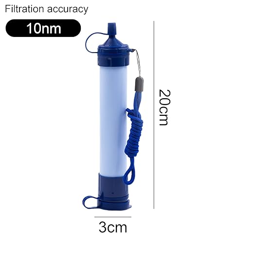 Water Filter Camping, Personal Backpacking Water Filter Straw Portable for Hiking Travels (Light Blue)