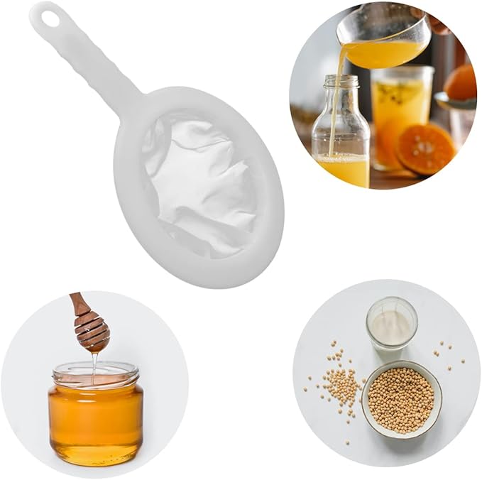 200 Mesh Food Filter Strainer, Reusable Fine Mesh Strainer, Nylon Mesh Sieve Plastic food strainer with Handle, Ideal for Filtering Coffee, Juice, Oils, Soy Milk