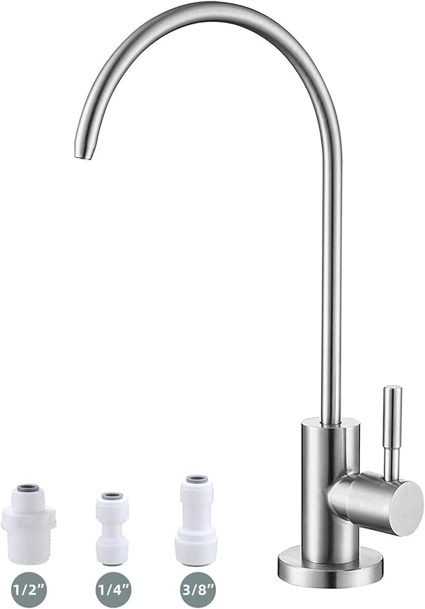 Drinking Water Faucet,Easy to Install Sink Water RO Faucet,Lead-Free Reverse Osmosis Faucets for Kitchen Bar Sink,Brushed Nickel SUS304 Stainless Steel