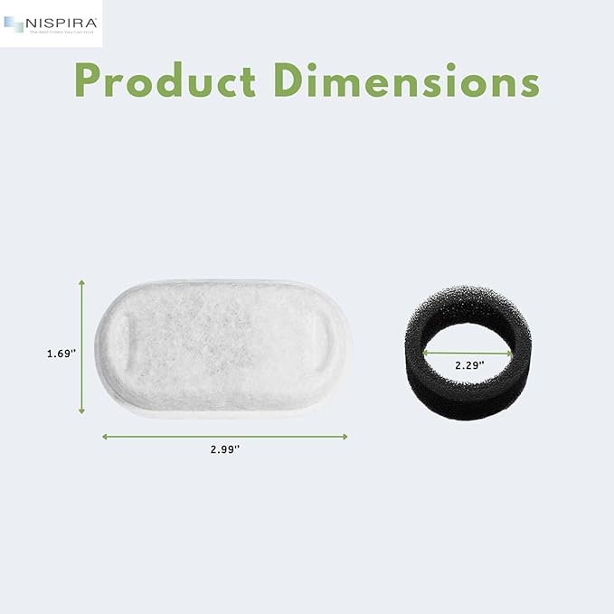 NISPIRA PLWF003 PLWF006 Stainless Steel Cat Water Fountain Activated Charcoal Water Filter Kit Replacements with Spongies For Petlibro 67oz/2L 101oz/3L, Tomxcute 108oz/3.2L 135oz/4 L Pet, 24 Pack