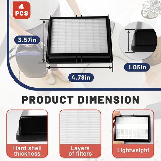 4 Pcs HF1000 HEPA Filters Compatible with Oreck Buster BB1000 Vacuum, Replacement Parts for BB1100, CC1600 Series