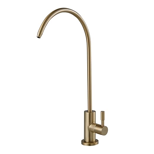VEVOR Water Filter Faucet, SUS 304 RO Faucet, Lead-Free Solid Brass Valve Drinking Water Faucet, Fit Most Reverse Osmosis and Water Filtration System, Kitchen Filtered Water Tap, Brushed Gold