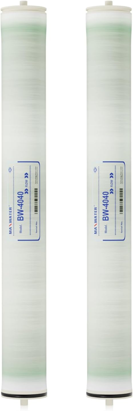 Max Water Brackish Water RO Membrane Element-BW-4040 2400 GPD, Commercial Reverse Osmosis size 4" x 40" good for Industrial, Municipal, Waste Water Re-Use, Car Wash, Whole House etc. (Pack of 2)
