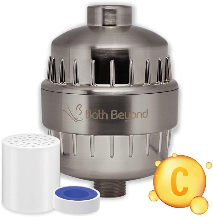 Bath Beyond Shower Filter Vitamin C 15 Stage High Output Water Filter With cartridge for Hard Water - Shower Head Filter Removes Chlorine Fluoride and Improves The Condition of Your Skin, Hair