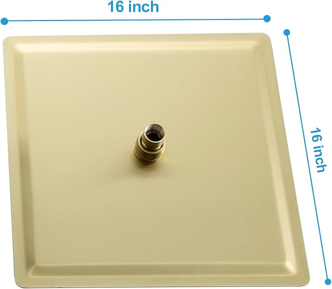 Lordear Gold Rain Shower Head 16 Inch Square Rainfall High Pressure Stainless Steel Rainfall Shower Head 360° Rotation Shower Head Waterfall Showerhead with Silicone Nozzle