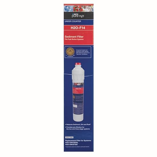 Watts Premier H2O-F14 Pure H2O 5-Micron Sediment Water Filter Replacement for H2O-DWCB200 and H2O-DWUF300 Under Counter Water Filtration Systems, Push Button Design