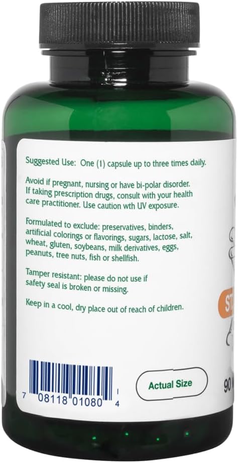 Vitanica St. John's Wort Capsules - Non-GMO Potent 0.3% (900mcg) Hypericin, Saint Johns Wort for Mood, Emotional & PMS Support, Vegan Supplement, 90 Count (St. John's Wort Pro Logo)