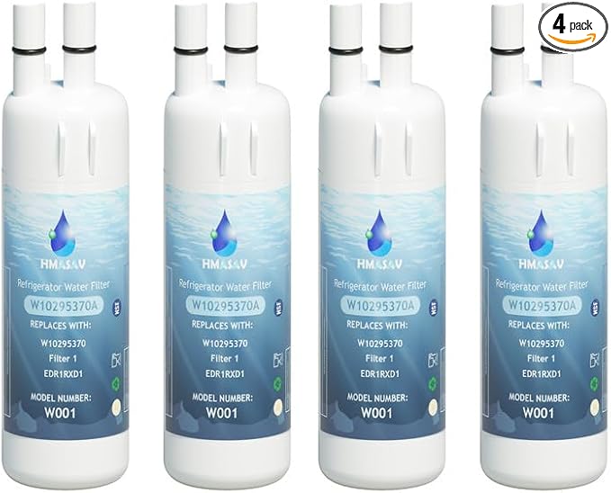 W10295370A water filter replacement, Compatible with Whirlpool EDR1RXD1, Everydrop Filter 1, EDR1RXD1B, W10295370, WHR1RXD1, KAD1RXD1, P4RFKB2, P8RFWB2L, 46-9930,46-9081 4PACK