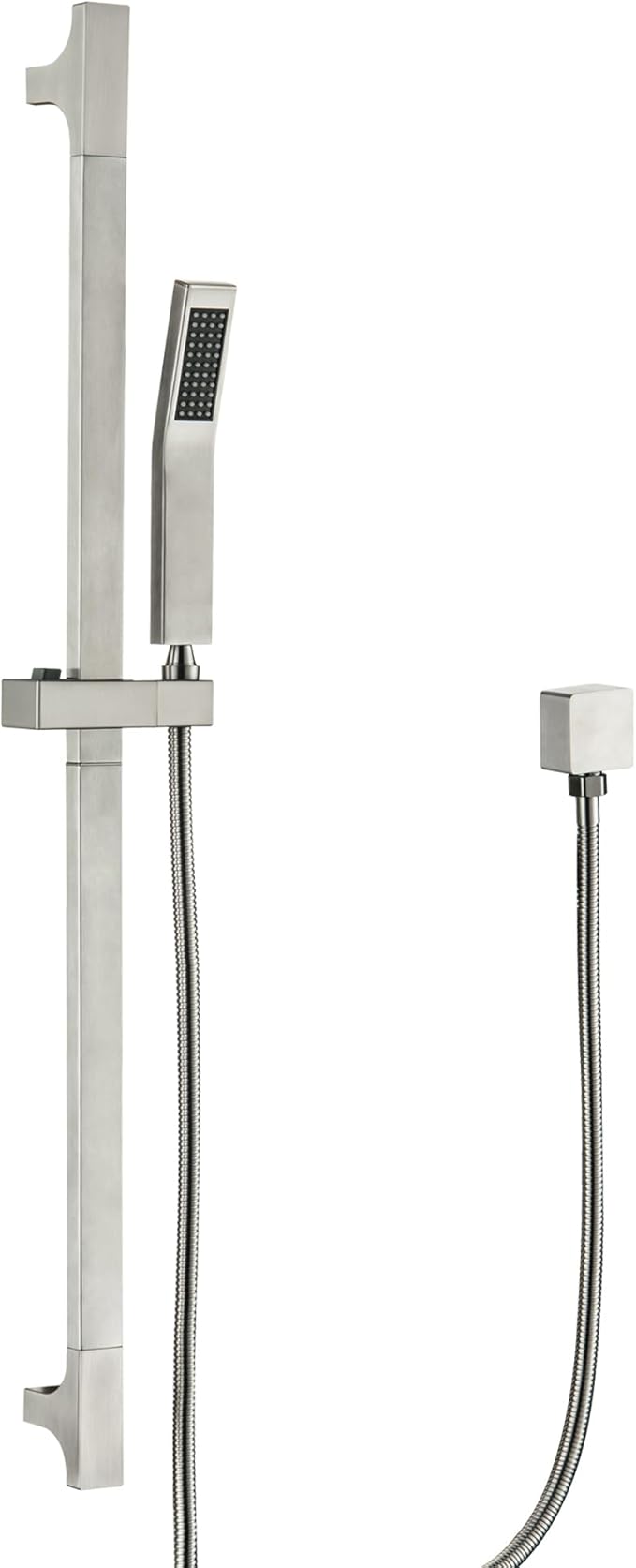 BElYl Shower Head with Slide Bar Brushed Nickel High Pressure Hand shower with Square 29" Long Slide Bar Adjustable Height Shower Head with Handheld Spray