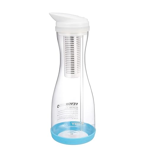 VEVOR Water Filter Pitcher, 6 Cup Glass Water Filter Dispenser, Fast & Compact Fridge-Friendly Water Filtration System, No BPA, Lasts 3 Months or 211 Gallons, Reduces Chlorine, Rust, Odors, PFOA/PFOS
