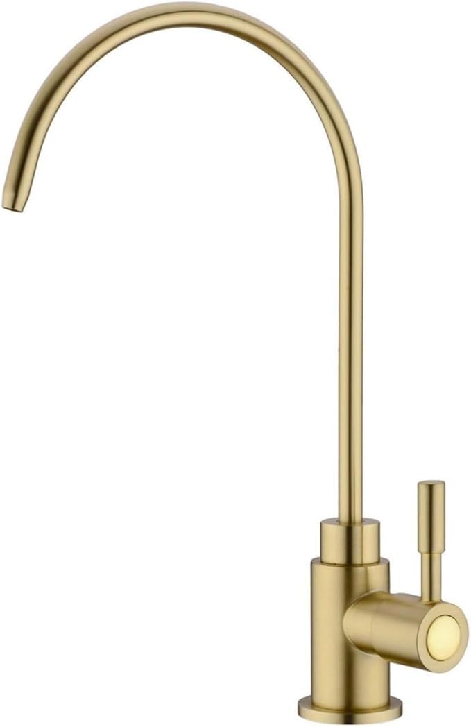 Drinking Water Faucet, Reverse Osmosis Brushed Gold Single Handle Solid Brass Kitchen Bar Sink Drinking Water Faucet Filtration Non-Air Gap Non-Air Gap