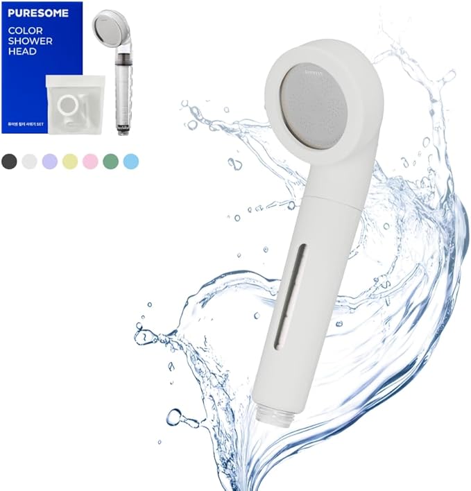 BODYLUV - Puresome Handheld Shower Head (Ver.1), Strong Water Pressure, Water Saving Filter For Bathroom (Handheld Shower Head with Silicon Cover) (Pure White)