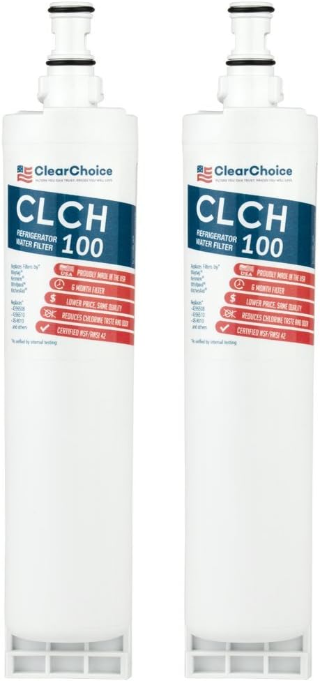 Clear Choice Taste Filter Replacement for Whirlpool 4396508 EDR5RXD1 Filter Compatible with FILTER5 WF285 WPRF-100 8212652 Refrigerator Water Filter, NSF/ANSI 42, Box of 2, Made in the USA