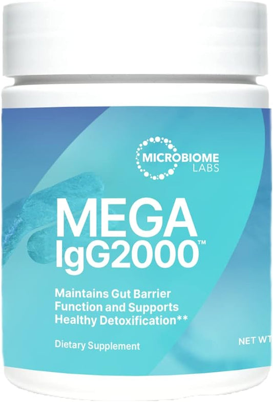 Microbiome Labs Mega IgG2000 Gut Health Powder for Women, Men & Kids 2+ - IgG Immunoglobulin Supplement for Digestive Health Support - Dairy-Free Bovine Colostrum Supplement Alternative (2.1 Ounces)