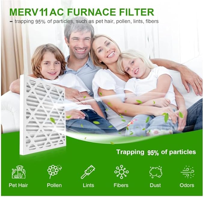 14x14x1 Air Filter 2-Pack MERV 11 MPR 1000 FPR 7 AC HVAC Furnace Pleated Filters for Home Office (Actual Size: 13.75x13.75x0.75 inch)