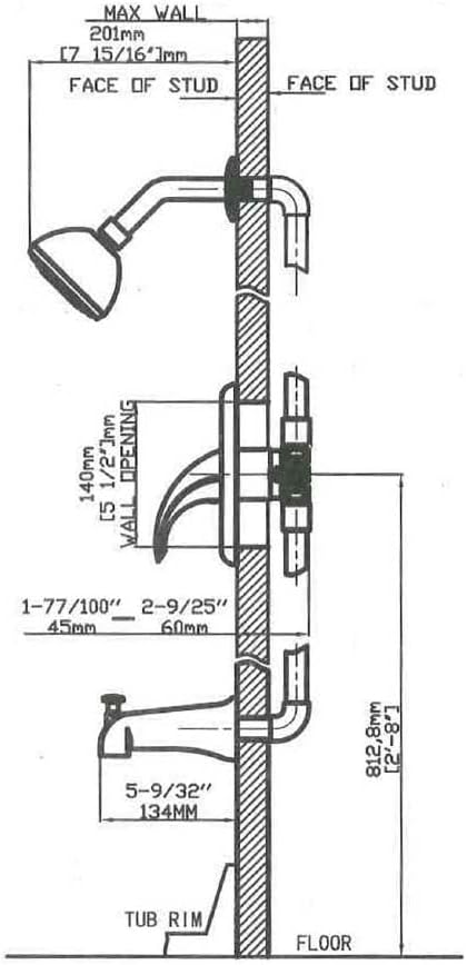 Shower Set with Trim Kit, Galim GL-SD, Shower Head & Faucet Set Complete with Valve, Shower Fixtures, Tub and Shower Trim Kit, Bathtub Shower Faucet set, Single Handle Pressure Balance, Chrome