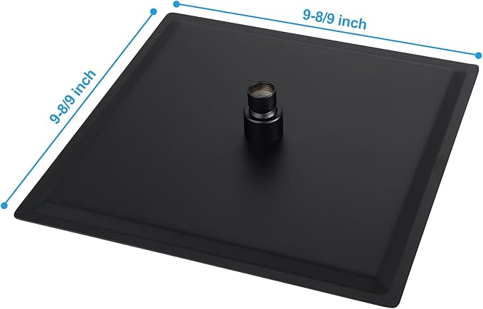 Lordear Rain Shower Head 8 Inch Square High Pressure Waterfall Shower Head Ultra Thin 304 Stainless Steel Shower Head with 100 Silicone Nozzles,Matte Black