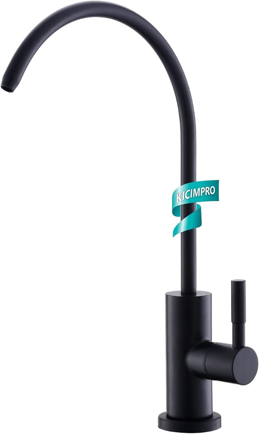 Kicimpro Stainless Steel Matte Black Finish RO Faucet Kitchen Water Filter Faucet for 0.59-1.37 Inches Sink Holes, 10.3 Inches Height Bar Sink Faucet