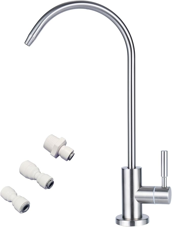Stainless Steel Drinking Water Faucet, Non-air Gap ro Faucet for Sparkling Water, Cooler Water, Other Reverse Osmosis Water Filtration System (Brushed Nickel 2)