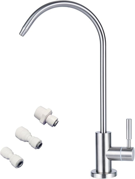 Stainless Steel Drinking Water Faucet, Non-air Gap ro Faucet for Sparkling Water, Cooler Water, Other Reverse Osmosis Water Filtration System (Brushed Nickel 2)