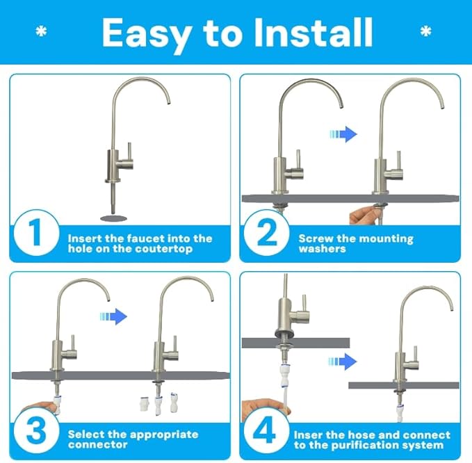 Oil Rubbed Bronze Water Drinking Faucet Water Filter Faucet Fits Most RO Units or Water Filtration System Brass Body Sink Water Filtration Faucet