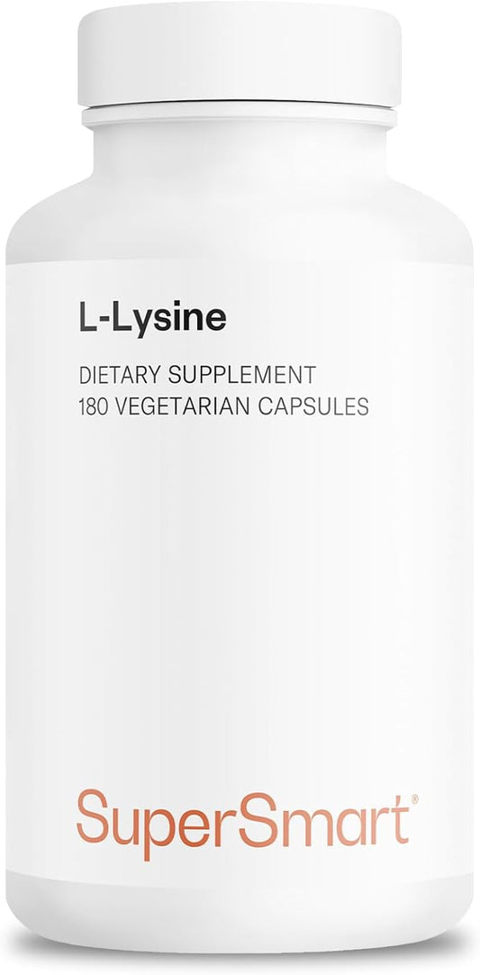 Supersmart - L-Lysine 6000mg per Day (High Strength) - Essential Amino Acid Lysine Supplement | Non-GMO & Gluten Free - 180 Vegetarian Capsules