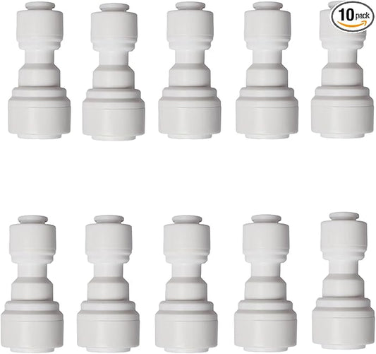 10 PCS OD Reducing Union Connector 1/4 inch to 3/8 inch OD Quick Straight Push Connector Water Tube Pipe Fitting Kit for RO Water Systems Purifiers Filters