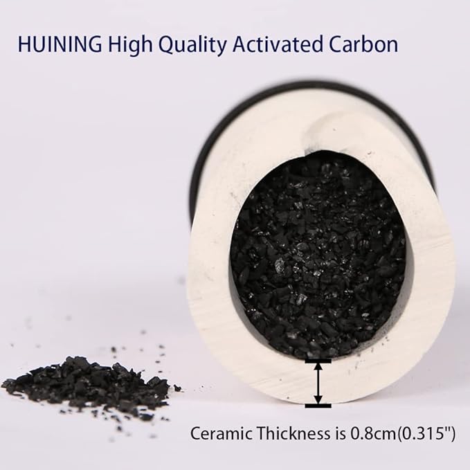 HUINING 4PCS 7-inch Replacement Ceramic Filter Candle with Activated Carbon for Countertop Gravity Water Filter System and Household Water Cooler Filtration Systems