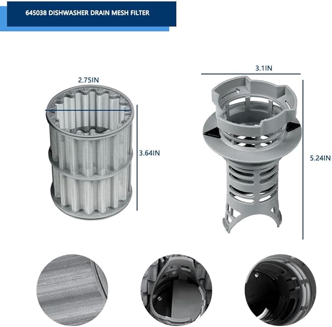 Bosch Dishwasher Filter Replacement - Fits Bosch, Kenmore, Thermador Dishwashers - Replaces 00651097, 1560725