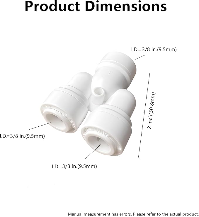 10pcs RO Fittings Y Type 3/8 inch Tubing OD Use Two Way Water Line Splitter Quick Connect Tube Fittings Push to Connect Plastic Connectors for Water Filtration System