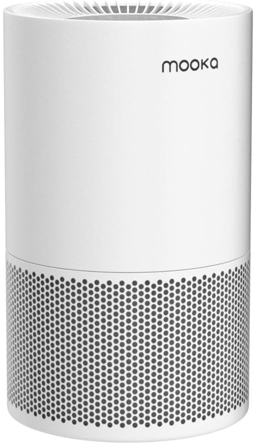 Air Purifiers for Home Large Rooms up to 1200ft², MOOKA H13 True HEPA Air Purifier for Bedroom Pets with Fragrance Sponge, Timer, Air Filter Cleaner for Smoke, Odor, Dander, Pollen (White)