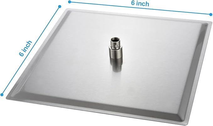 Lordear Rain Shower Head 6 Inch Solid Ultra Thin 304 Stainless Steel Adjustable Square Rainfall Shower Head Waterfall Full Body Coverage with Silicone Nozzle 6” Waterfall Showerhead,Brushed Nickel