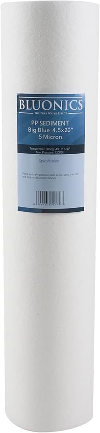 Bluonics Sediment & Carbon Block Water Filters 4pcs 4.5" x 20" (5Micron) Whole House Cartridges