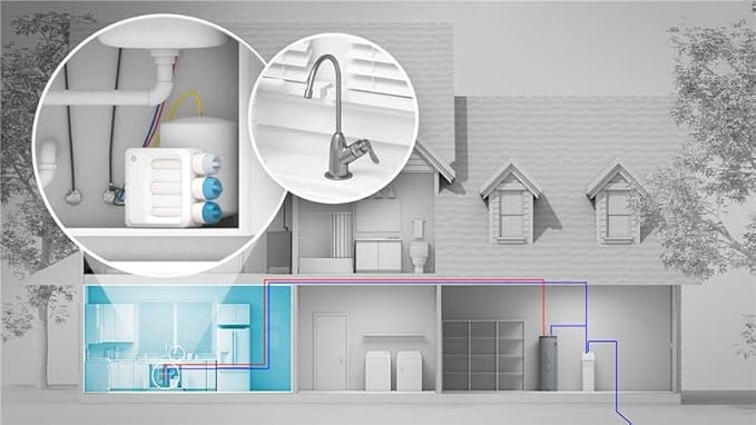 GE 3 Stage Reverse Osmosis Under Sink Water Filtration System with Faucet, Reduces Lead, Chlorine, Arsenic & More, Replace Filters (FQ18PN, FQ18MN, FQ18RT) Every 6/12 Months, GXRQ18NBN