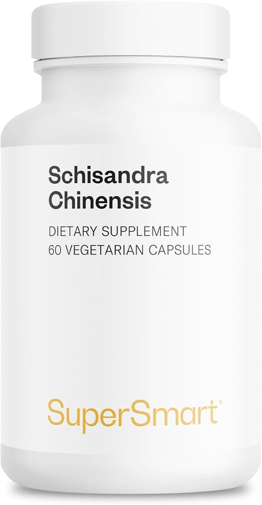 SuperSmart - Schisandra Chinensis 750mg per Day (High Strength) - 10:1 Extract - Schisandra Berry Supplement | Non-GMO & Gluten Free - 60 Vegetarian Capsules