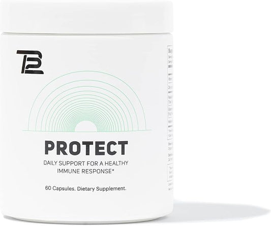 TB12 Protect - Premium 5 in 1 Immune Support Supplement with Zinc, Vitamin C, Beta Glucan, Larch Tree Extract, and Elderberry to Provide Daily Support to Immune System and Boost Energy Levels