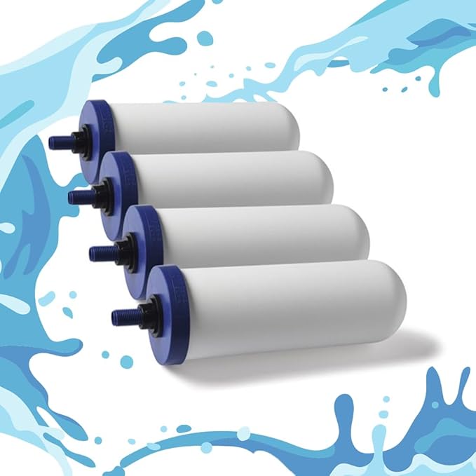 Coldstream FTO Plus Water Filter Cartridge (4 Pack) - Dependable for Easy Installation as a Berkey Replacement - Ceramic Gravity Filter For Stainless Steel Systems