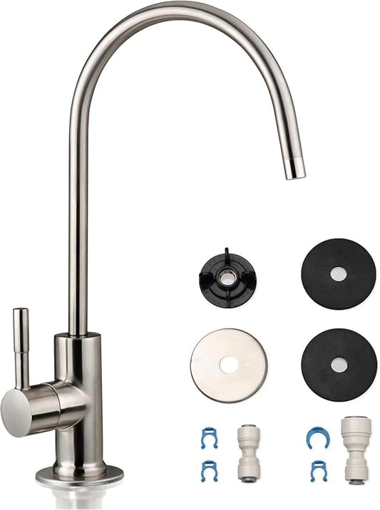 iSpring GA1-BN Drinking Water RO Faucet for Kitchen Sink, Heavy-Duty Lead-Free Reverse Osmosis Faucet for RO Water Filtration System, Non-Air Gap 100% Stainless Steel RO Faucet, Brushed Nickel Finish