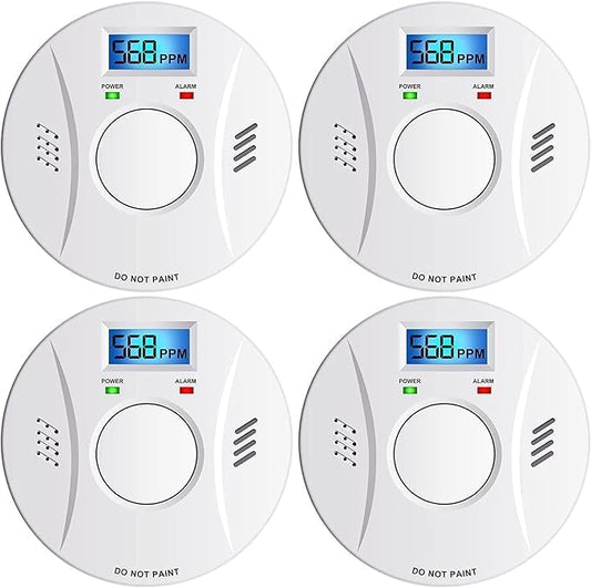 Smoke Detector and Carbon Monoxide Detector Co2 Detector Battery Powered with Test/Reset Button 4 Pack