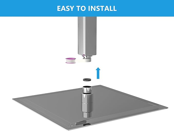 Lordear Rainfall Shower Head 10 Inch Solid Square Ultra Thin 304 Stainless Steel Polish Chrome Rain Setting Shower Heads,Waterfall Full Body Coverage with Silicone Nozzles