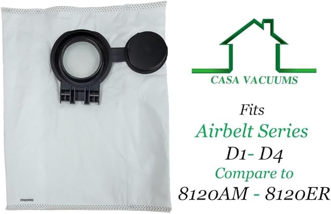 10 HEPA Bags Compatible with Sebo Airbelt Series D1, D4, D4 Premium Canister Vacuum Filter Bags. Part #'s 8120AM, 8120ER